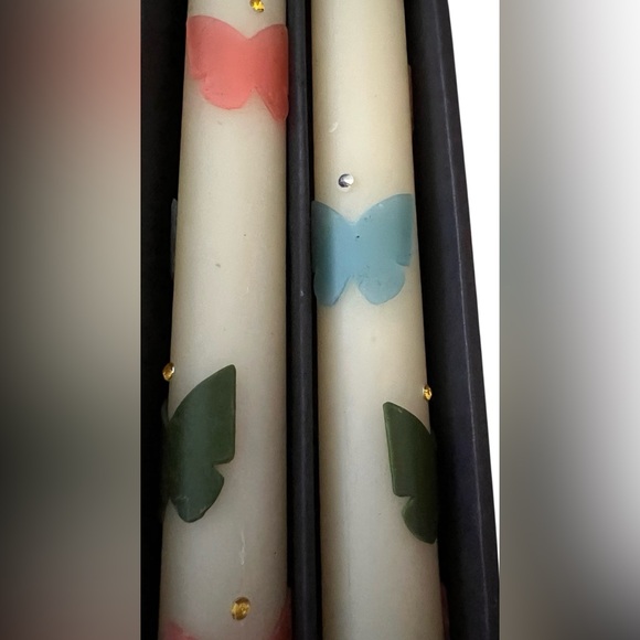 MacKenzie-Childs NIB pair of handcrafted beeswax blend Butterfly Dinner Candles - Picture 15 of 16